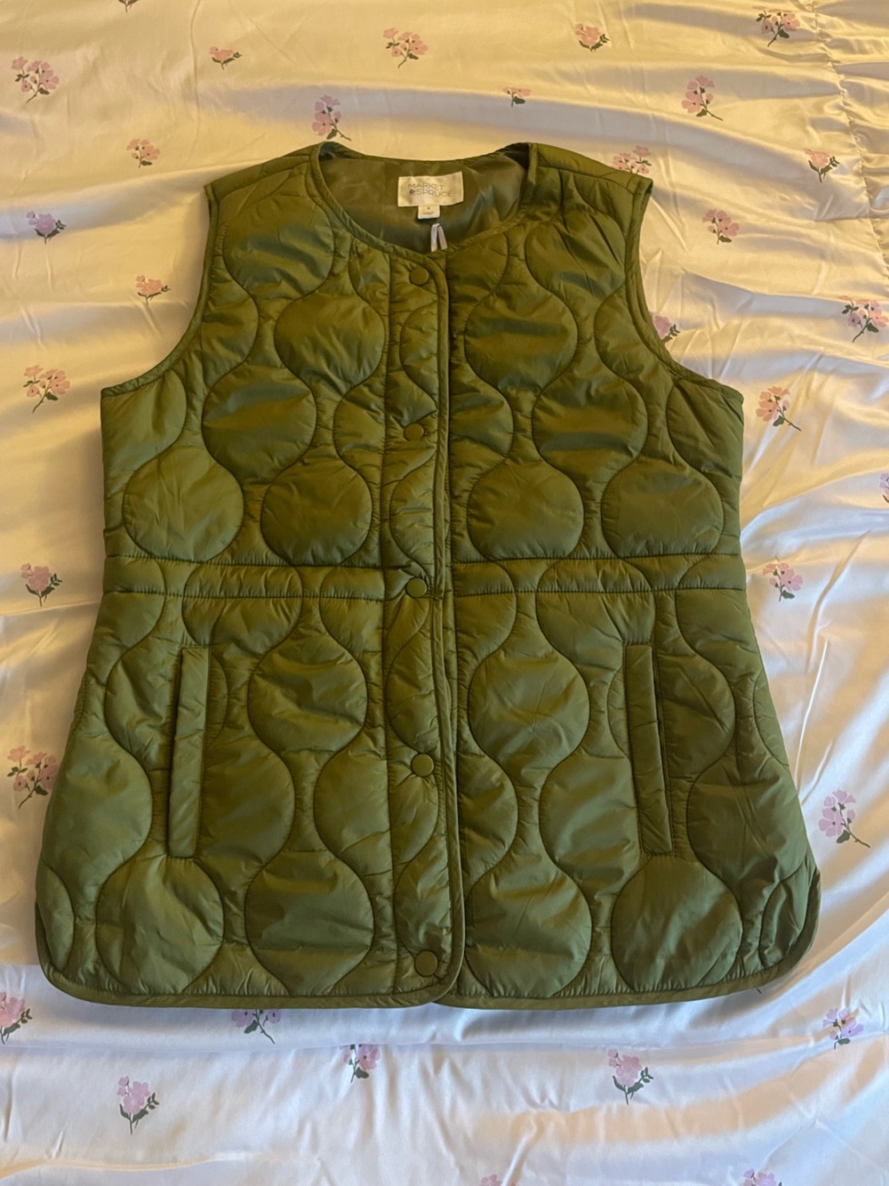 Market & Spruce | Quilted Olive Green Sleeveless Vest | Women’s Vest | NWT - Picture 5 of 14